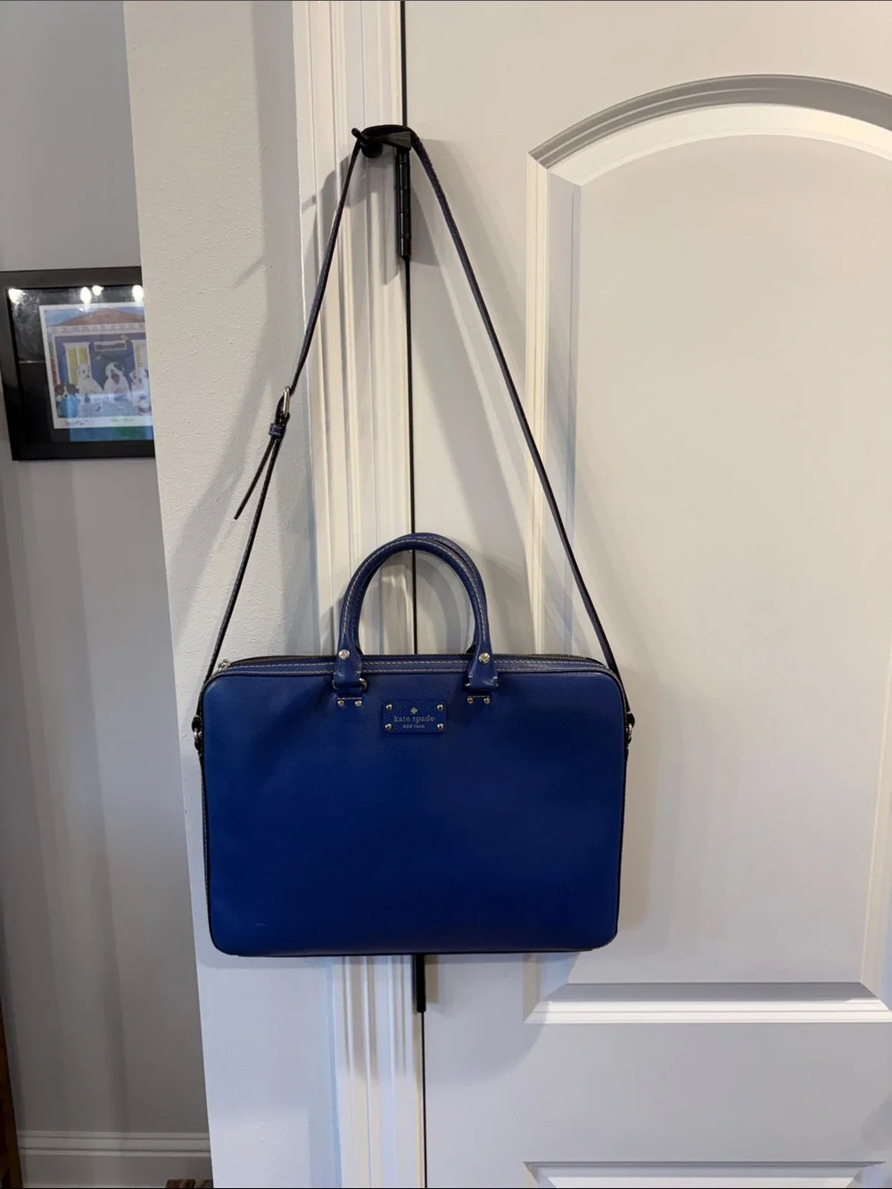 kate spade cobalt blue leather laptop bag, loved